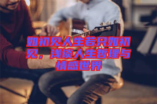 如初見人生若只如初見，淺談人生哲理與情感世界