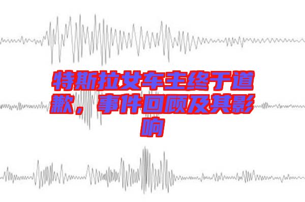 特斯拉女車主終于道歉，事件回顧及其影響