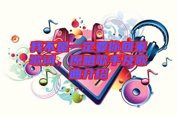 我不是一定要你回來歌詞，原唱歌手及歌曲介紹
