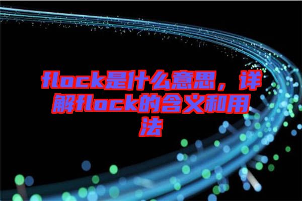flock是什么意思，詳解flock的含義和用法