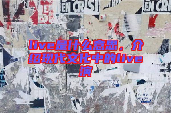live是什么意思，介紹現代文化中的live演
