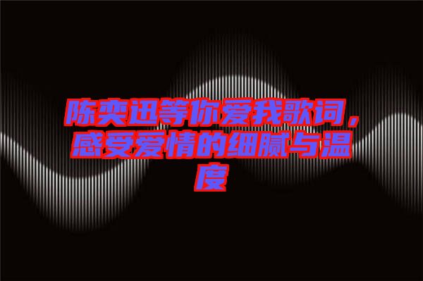 陳奕迅等你愛我歌詞，感受愛情的細(xì)膩與溫度