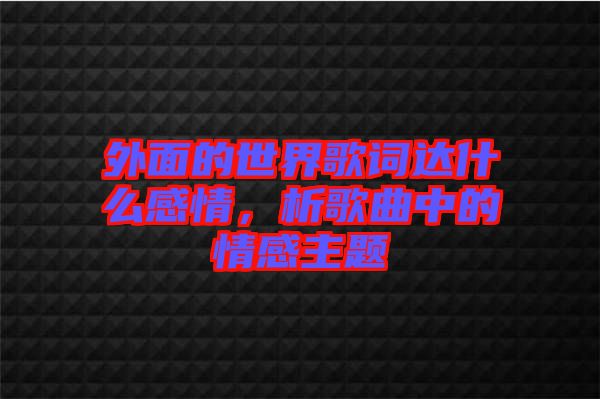 外面的世界歌詞達什么感情，析歌曲中的情感主題
