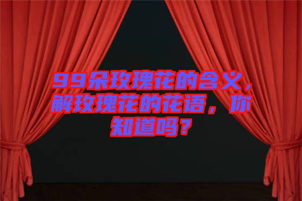 99朵玫瑰花的含義，解玫瑰花的花語，你知道嗎？
