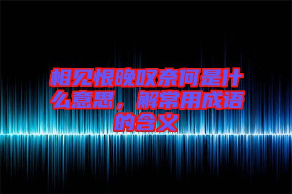相見恨晚嘆奈何是什么意思，解常用成語(yǔ)的含義