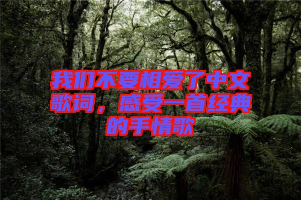 我們不要相愛了中文歌詞，感受一首經典的手情歌