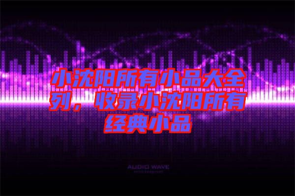 小沈陽所有小品大全列，收錄小沈陽所有經典小品
