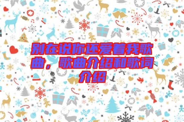 別在說你還愛著我歌曲，歌曲介紹和歌詞介紹