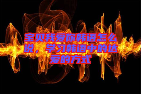 寶貝我愛你韓語怎么說，學習韓語中的達愛的方式