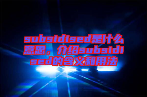 subsidised是什么意思，介紹subsidised的含義和用法