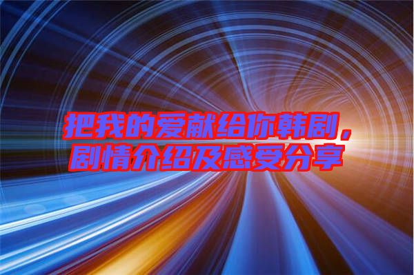 把我的愛獻給你韓劇，劇情介紹及感受分享