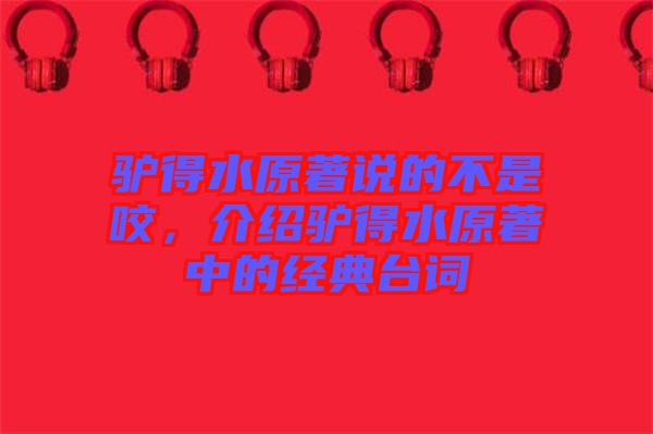 驢得水原著說的不是咬，介紹驢得水原著中的經典臺詞