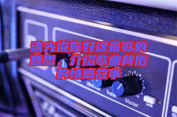 請(qǐng)先說你好這首歌的意思，介紹歌曲背后的情感故事