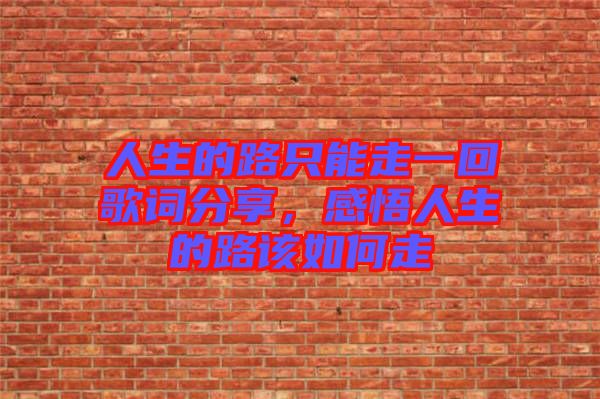 人生的路只能走一回歌詞分享，感悟人生的路該如何走