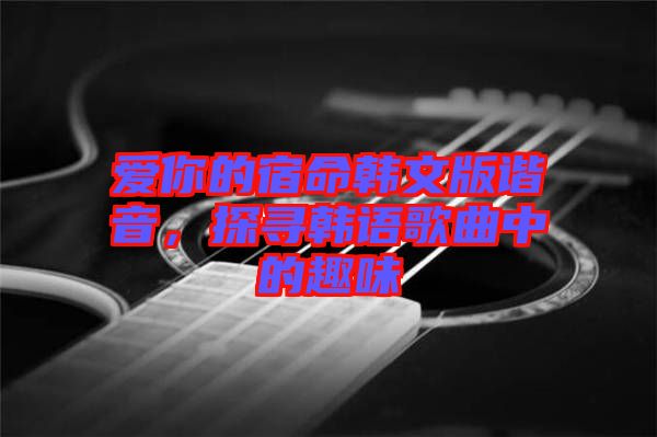 愛你的宿命韓文版諧音，探尋韓語歌曲中的趣味