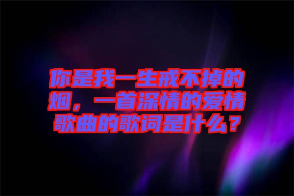 你是我一生戒不掉的煙，一首深情的愛情歌曲的歌詞是什么？