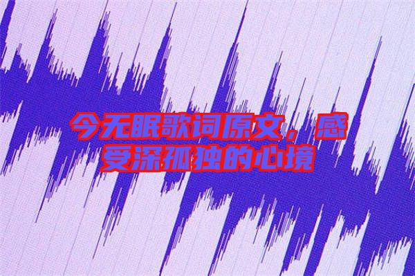 今無眠歌詞原文，感受深孤獨的心境